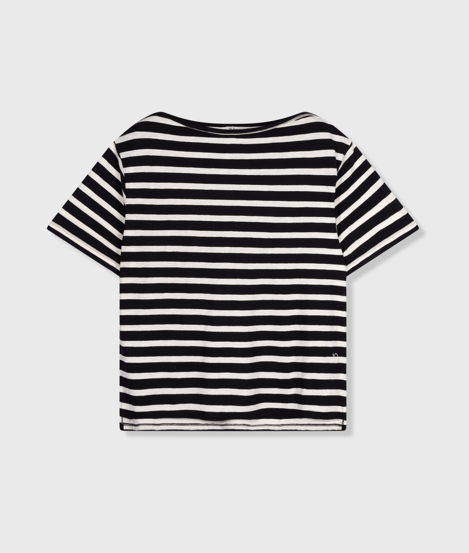short sleeve tee stripes | black/light natural