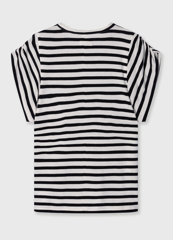 strong shoulder tee modal stripes | ecru/black