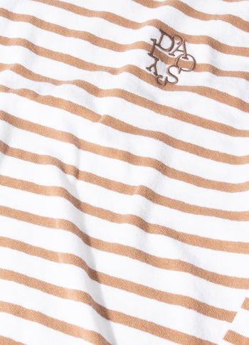 v-neck tee stripes | white/fudge