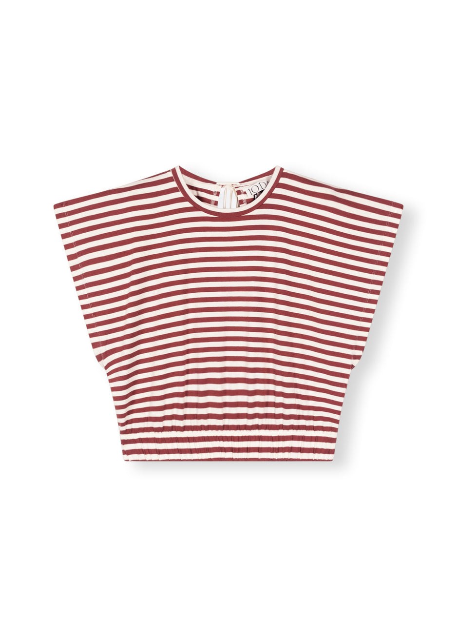 square tee stripe | warm white/burgundy