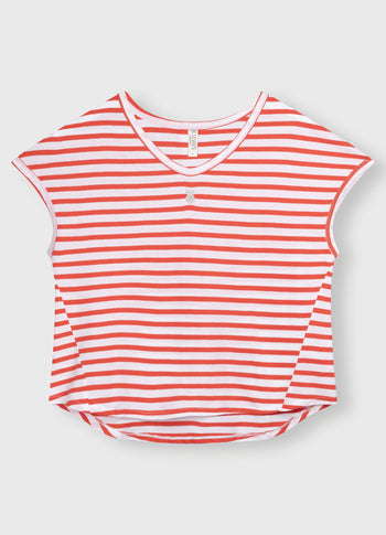 tee stripes | white/poppy red