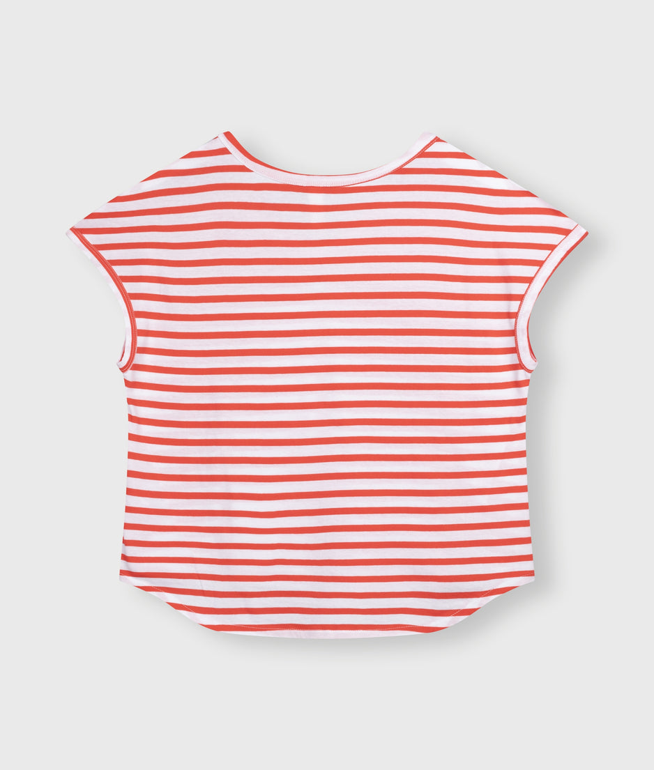 tee stripes | white/poppy red