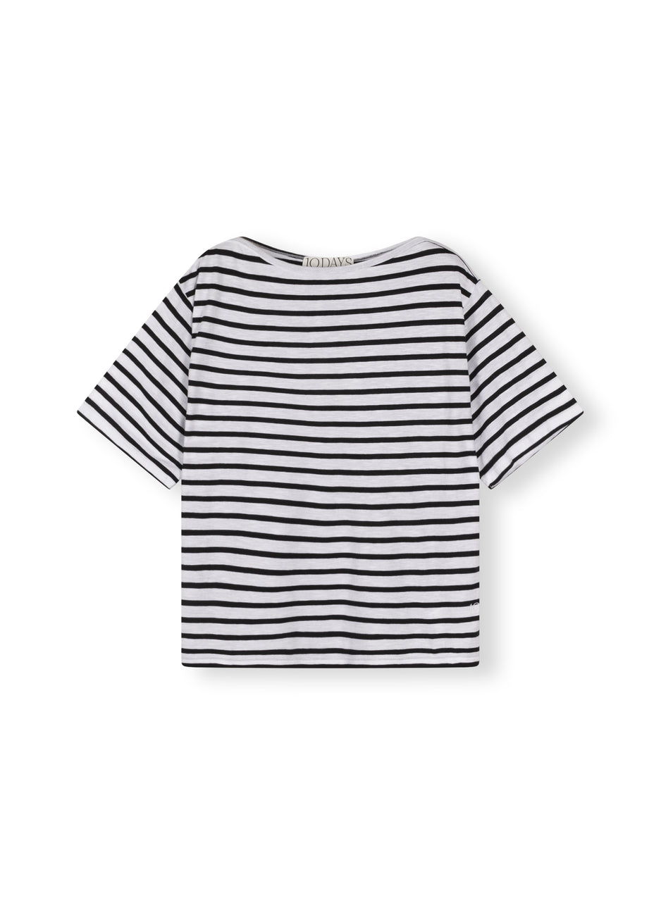 jersey tee stripe | ecru/black