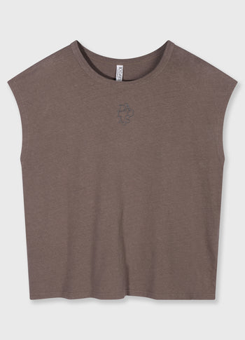 cotton linen tee | moonrock