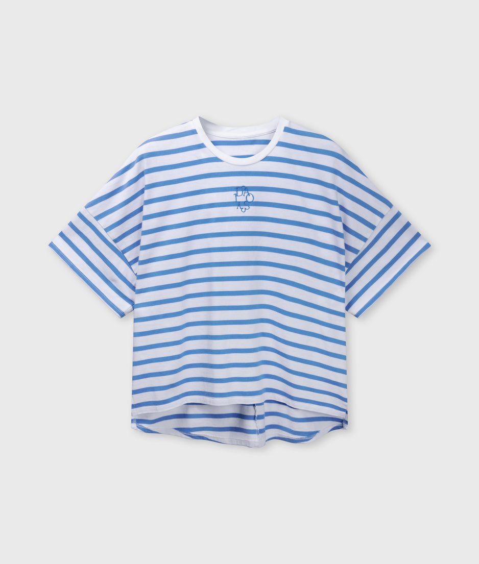 wijd T-shirt strepen | white/ultramarine