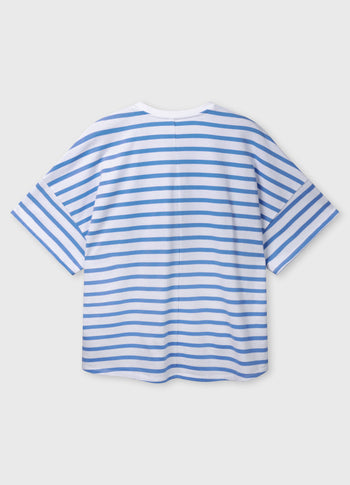 wijd T-shirt strepen | white/ultramarine