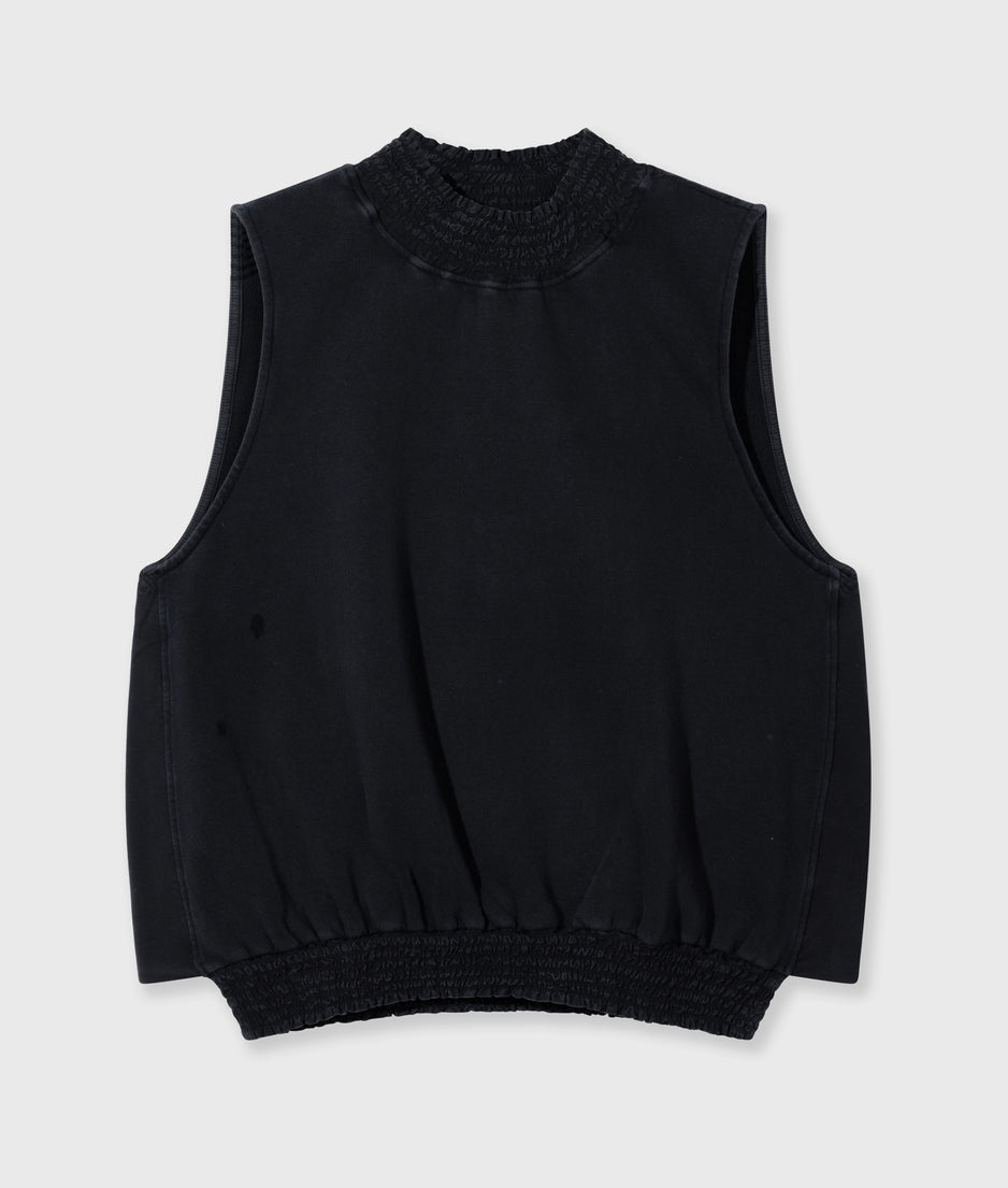 smocked top | dark charcoal