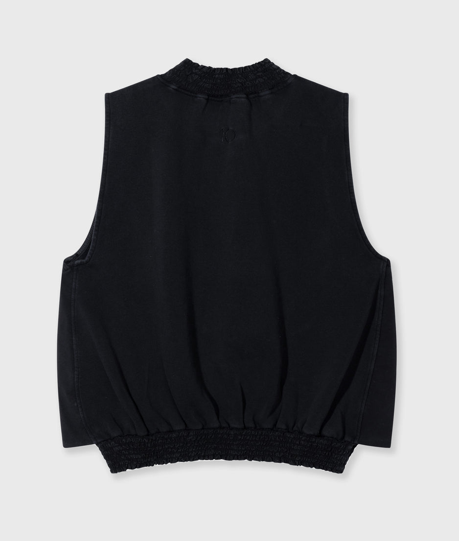 smocked top | dark charcoal