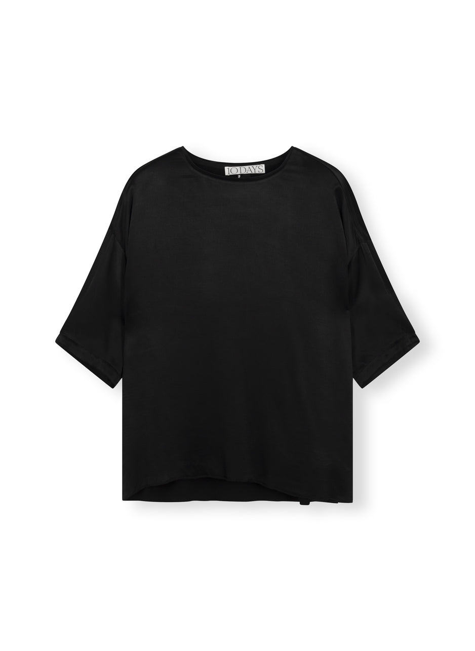 satin blouse | black
