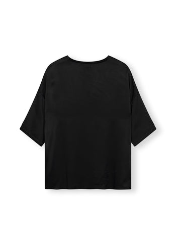satin blouse | black