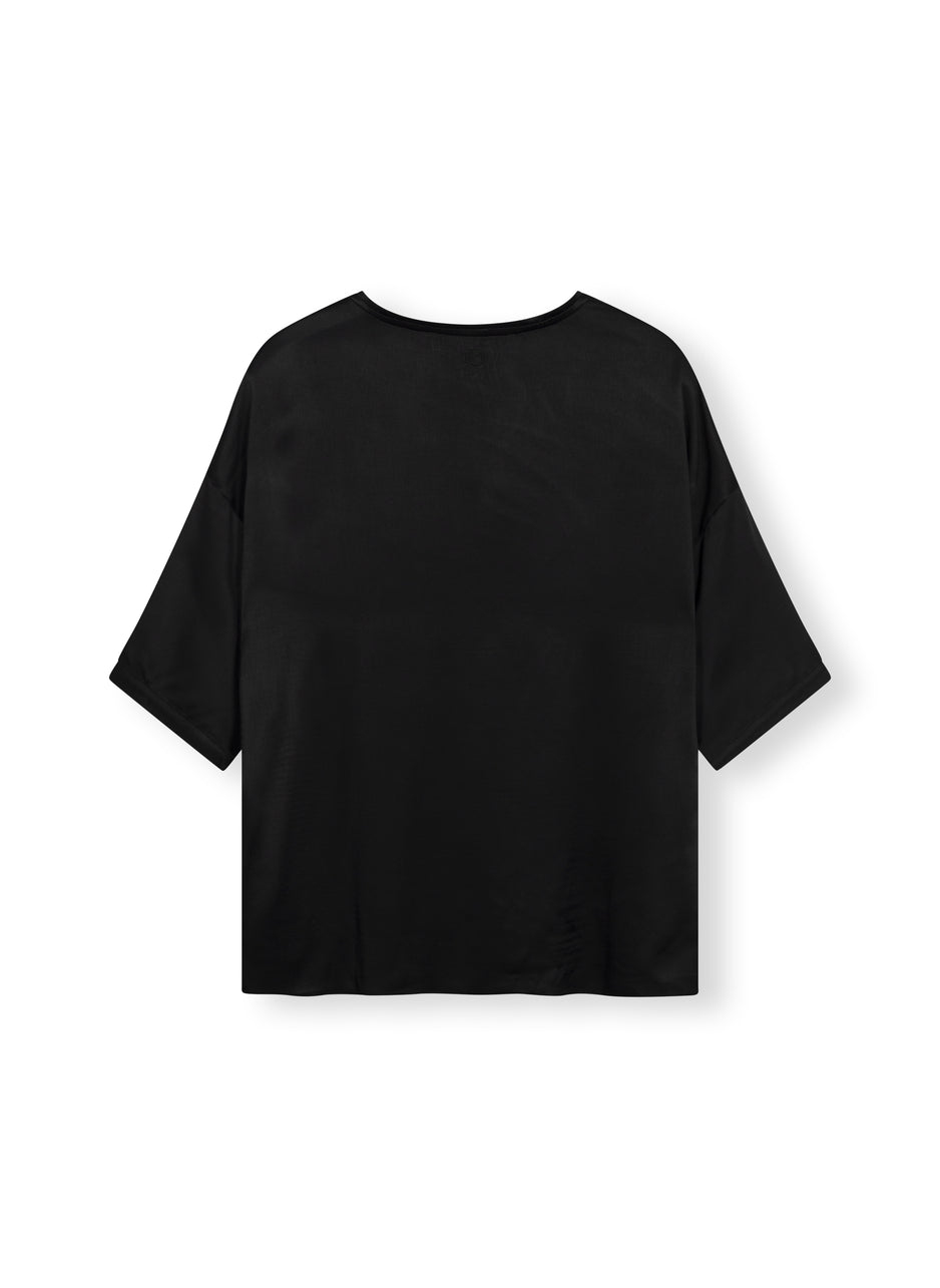 satin blouse | black