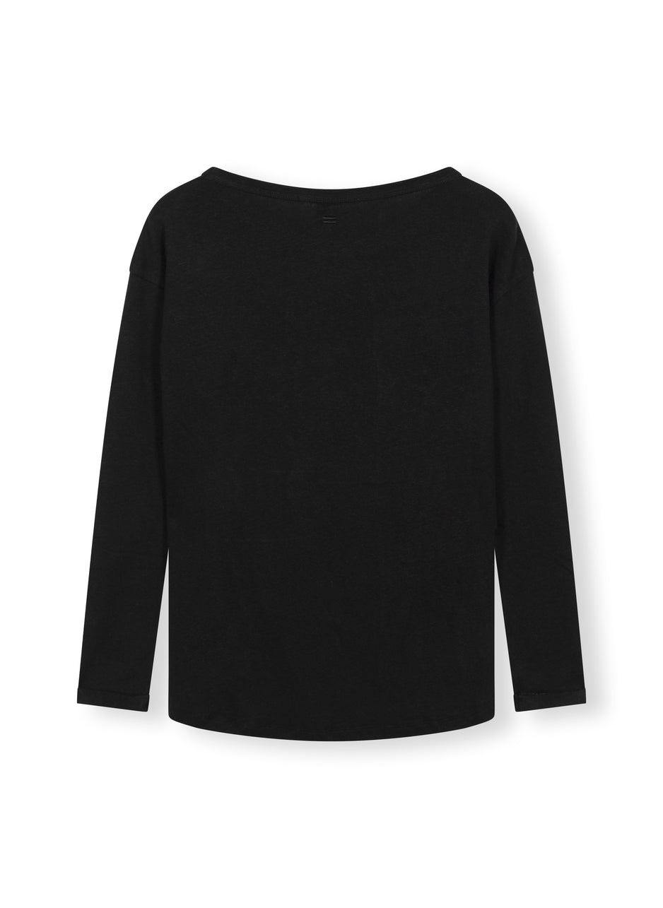 longsleeve tee linen | black