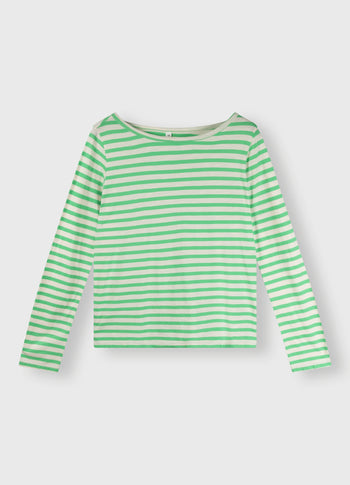 longsleeve tee stripes | ecru/apple green