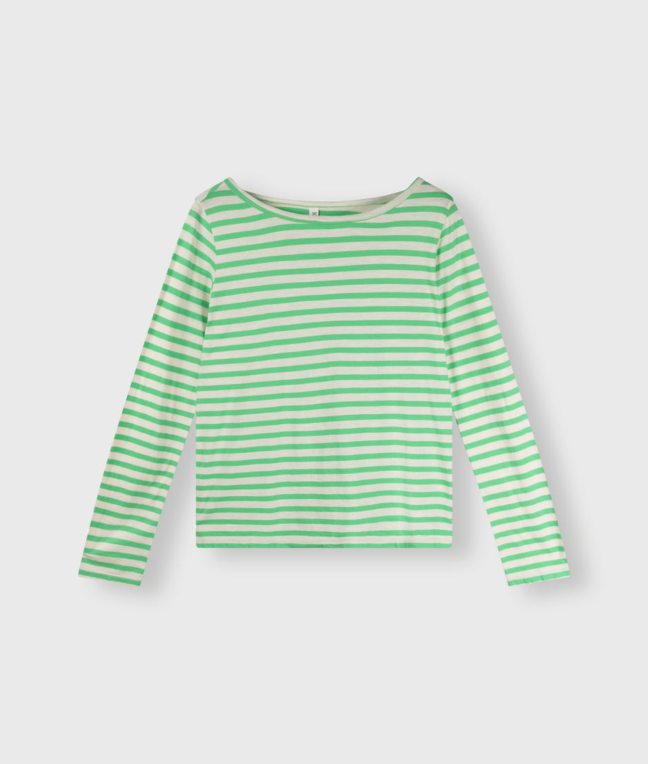 longsleeve tee stripes | ecru/apple green