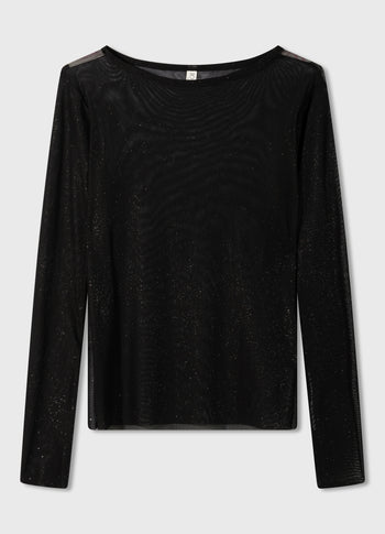 mesh tee glitter | black