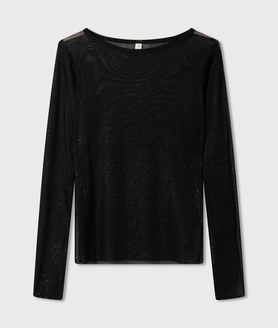 mesh tee glitter | black