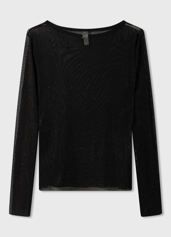 mesh tee glitter | black