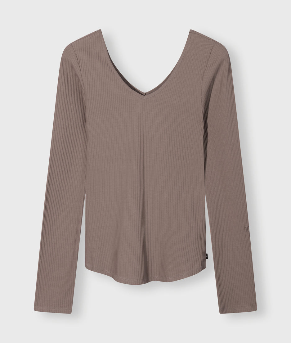 v-neck long sleeve top | moonrock
