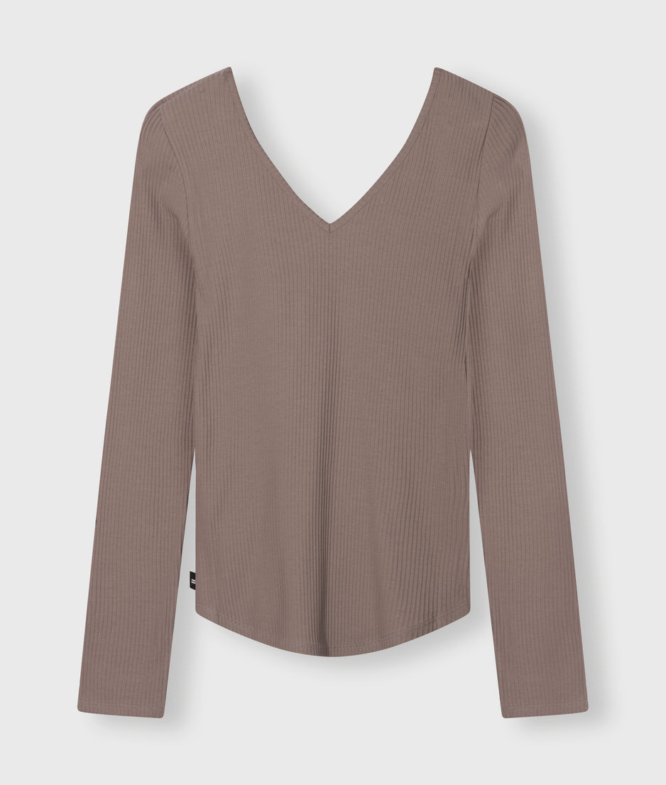 v-neck long sleeve top | moonrock