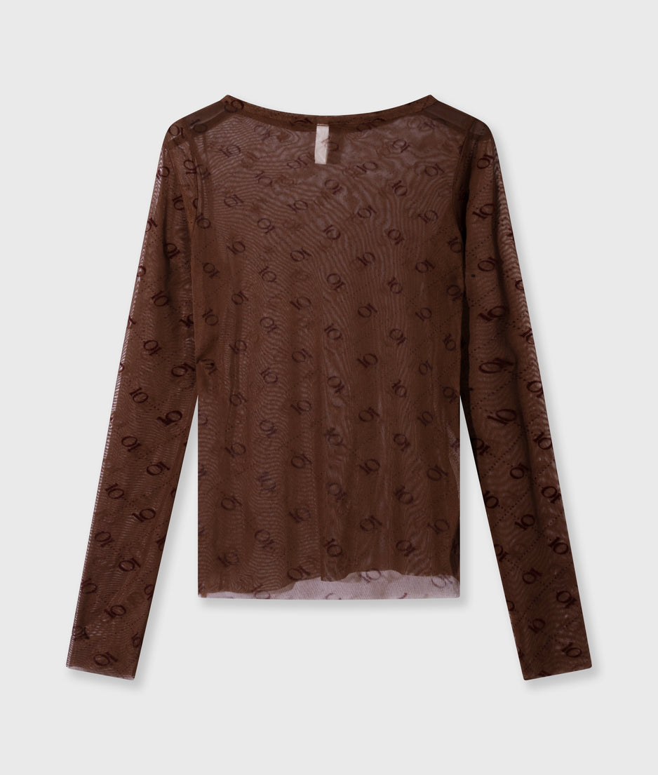 mesh long sleeve monogram | dark truffle