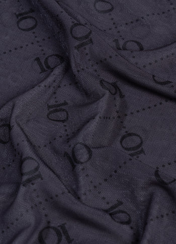 mesh top lange mouwen monogram | steel blue