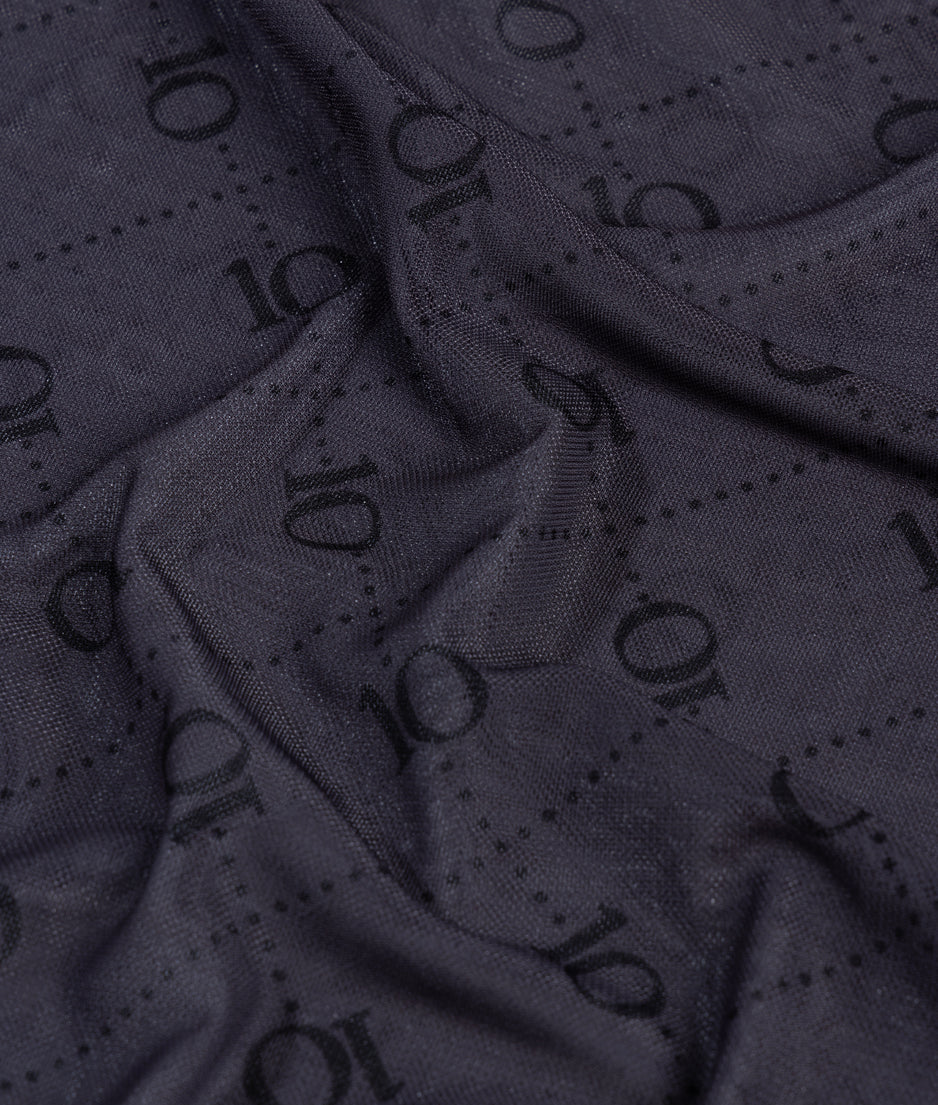 mesh top lange mouwen monogram | steel blue