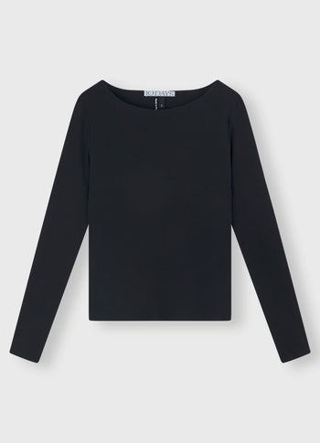 soft rib boatneck tee | black