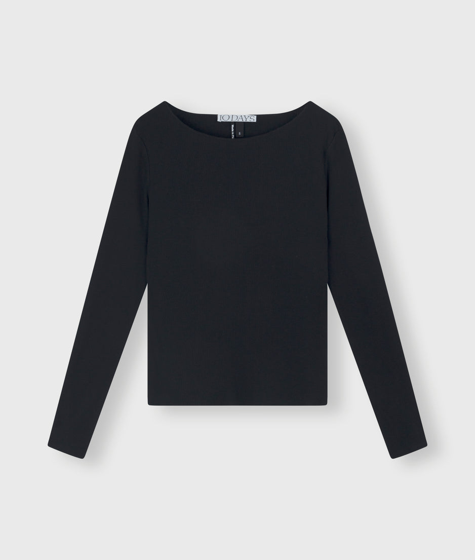 soft rib boatneck tee | black