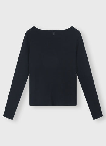 soft rib boatneck tee | black