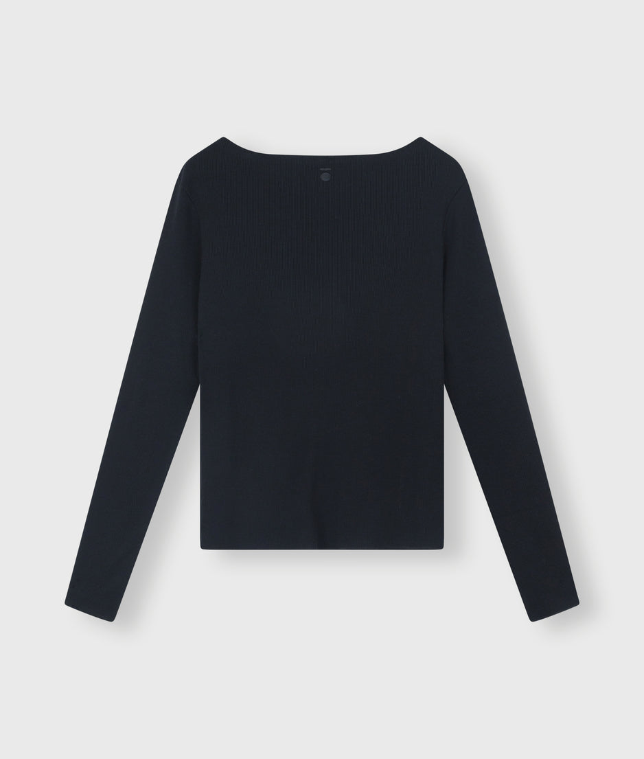 soft rib boatneck tee | black