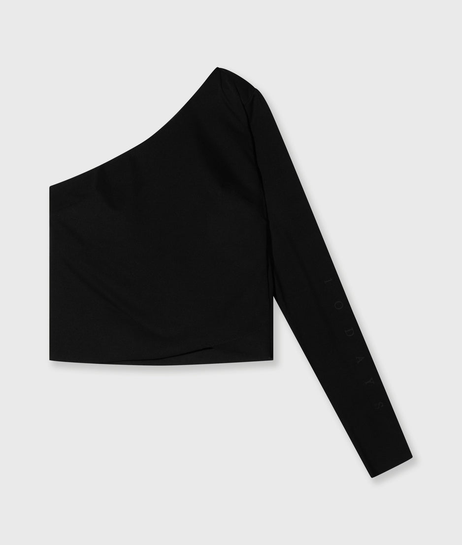 one shoulder top | black