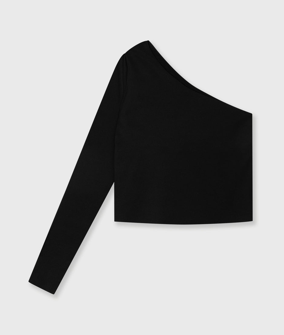 one shoulder top | black
