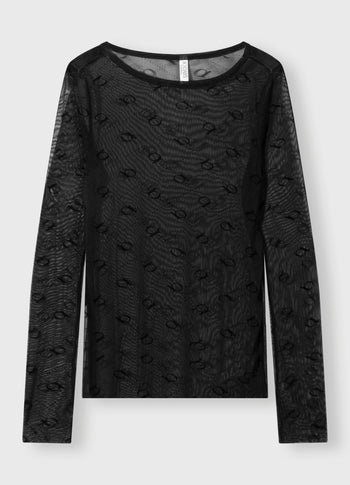 mesh long sleeve monogram | black