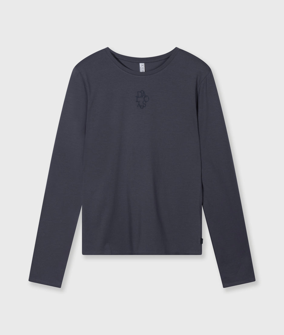 slim T-shirt lange mouwen | steel blue