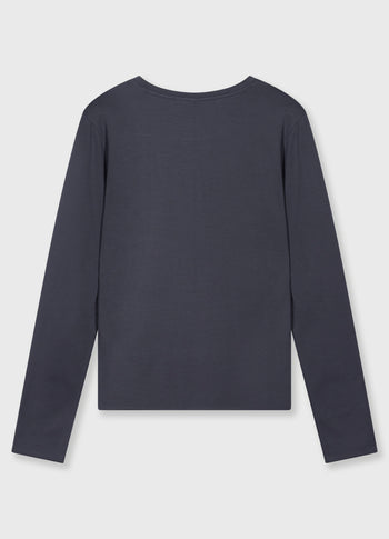 slim T-shirt lange mouwen | steel blue