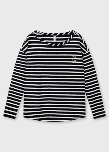long sleeve tee stripes | black/ecru