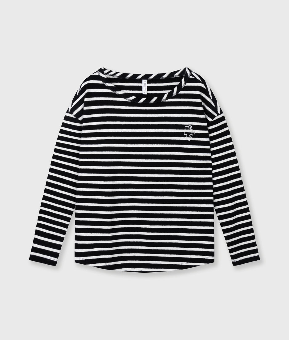 long sleeve tee stripes | black/ecru