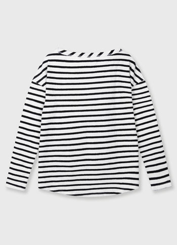 long sleeve tee stripes | ecru/black