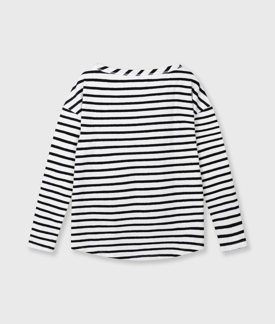 long sleeve tee stripes | ecru/black