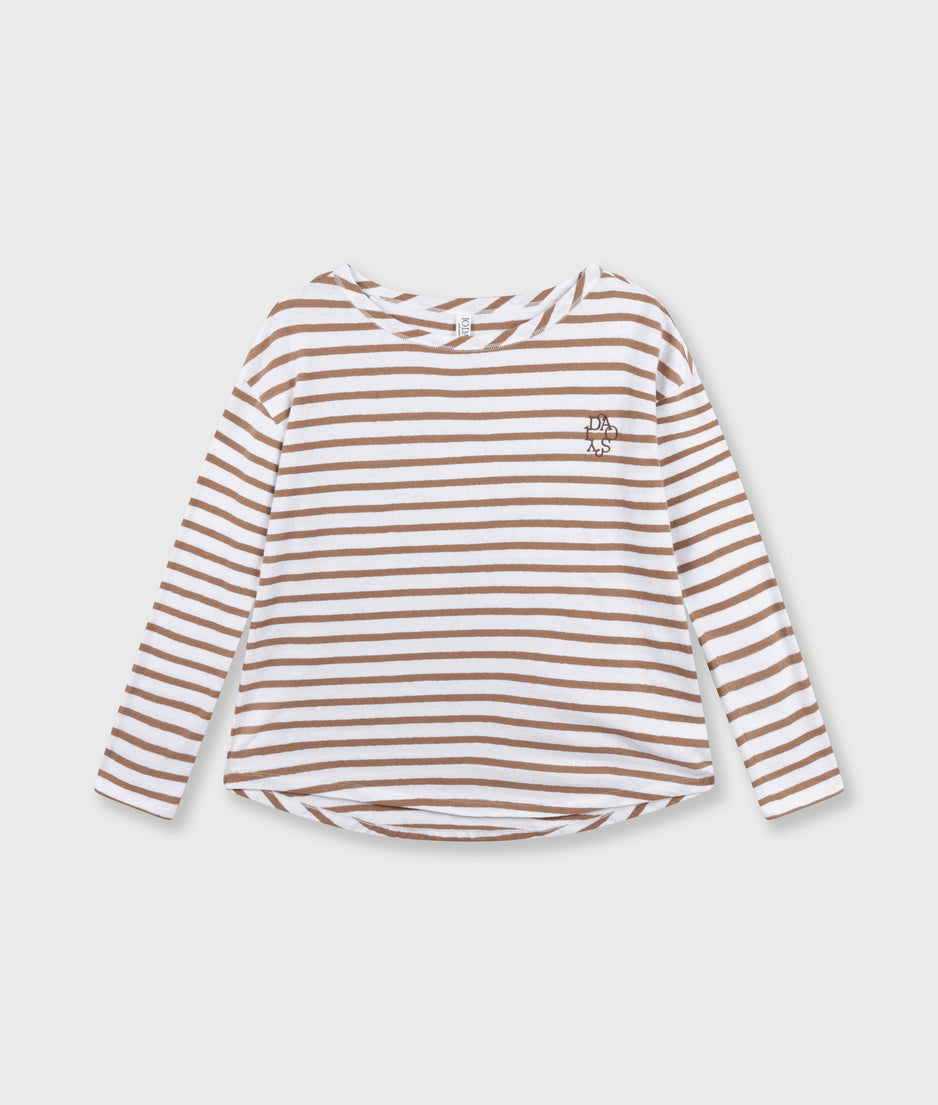 long sleeve tee stripes | white/fudge