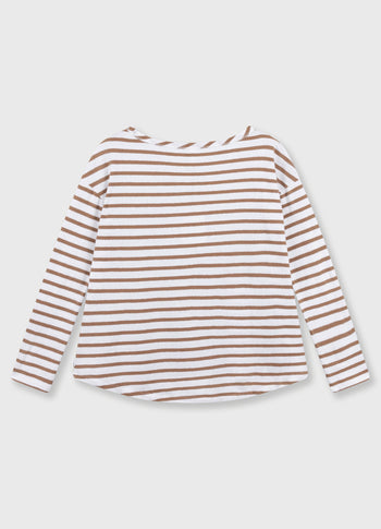 long sleeve tee stripes | white/fudge