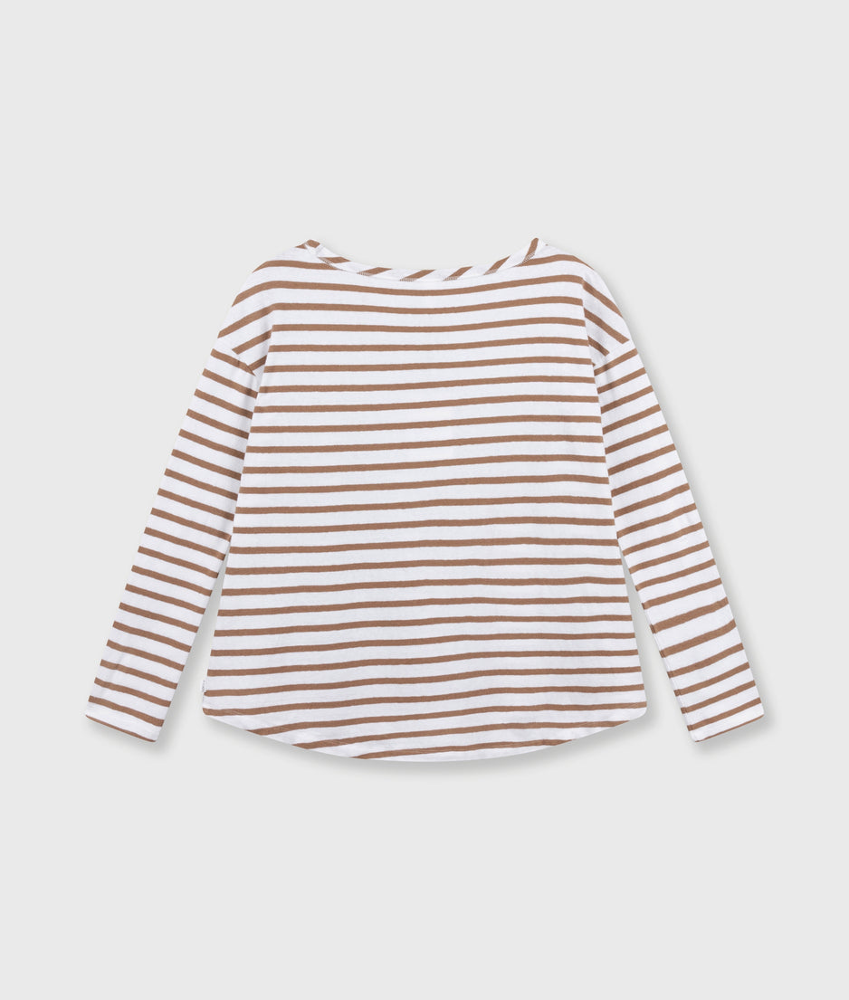 long sleeve tee stripes | white/fudge