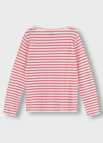 longsleeve tee stripe | ecru/coral red