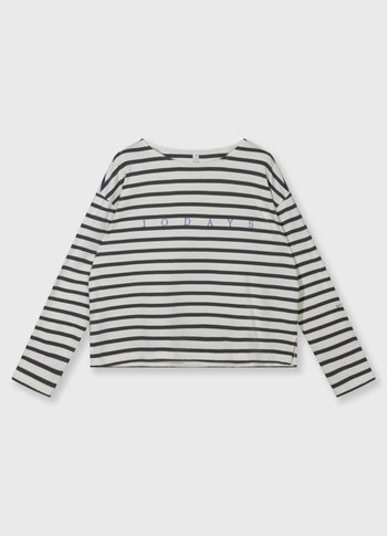boothals top strepen | ecru/steel blue