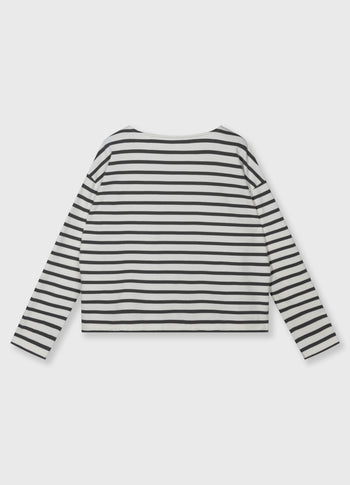 boothals top strepen | ecru/steel blue