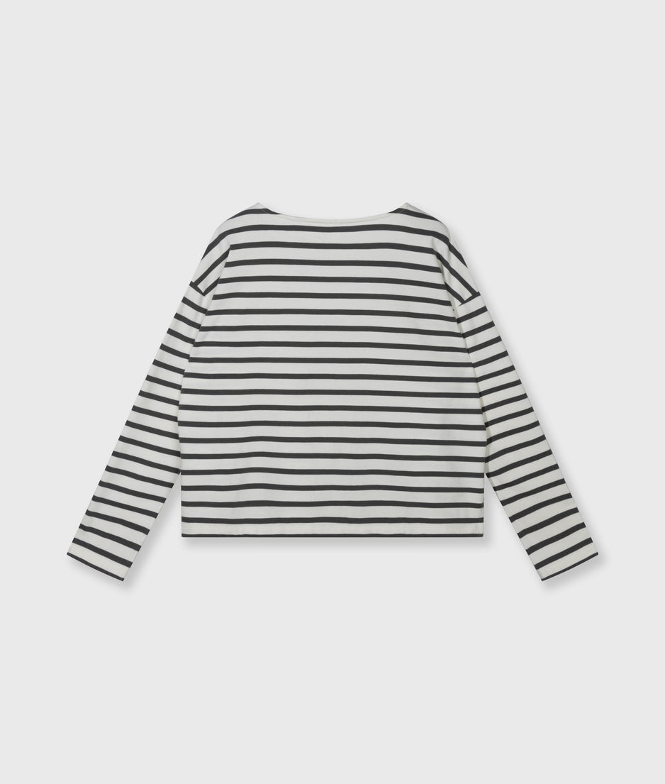 boothals top strepen | ecru/steel blue