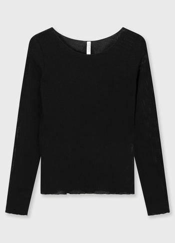 long sleeve tee mesh | black