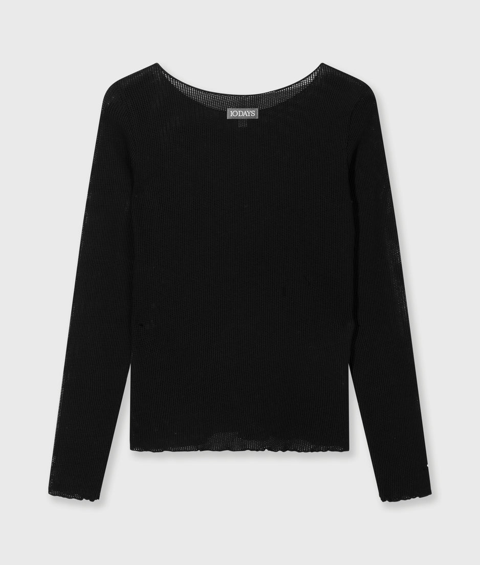 long sleeve tee mesh | black