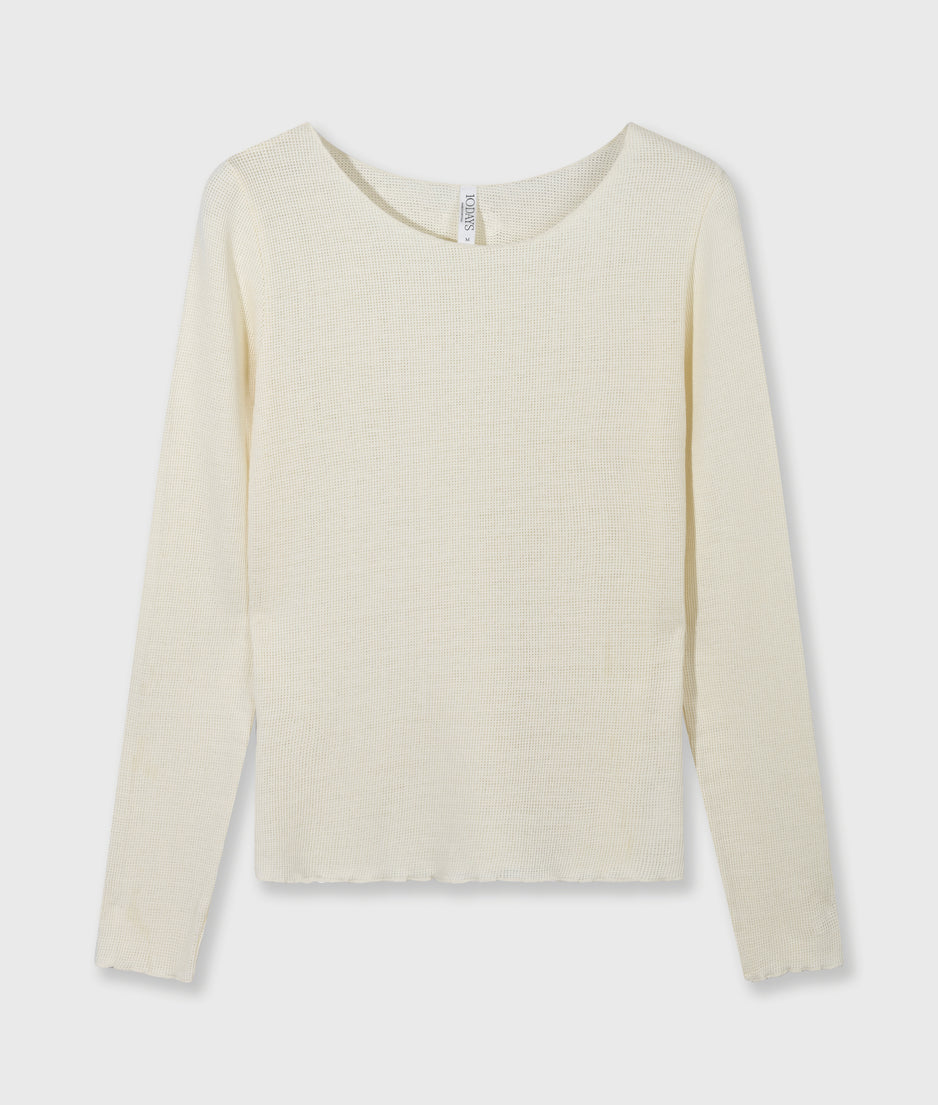 long sleeve tee mesh | soft vanilla