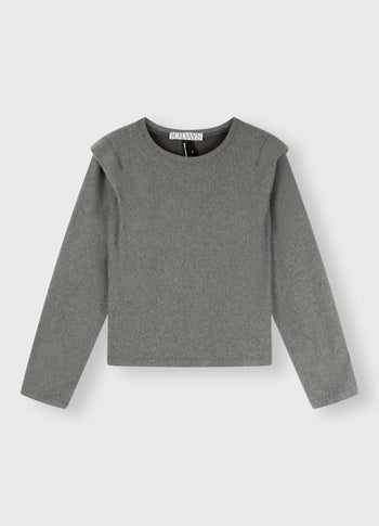 folded shoulder sweater | oil grey